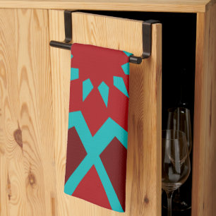 Serviette De Cuisine Marocaine Turquoise Et Rouge 