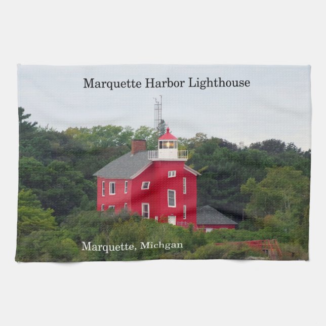 Serviette de cuisine Marquette Harbour Lighthouse (Horizontal)