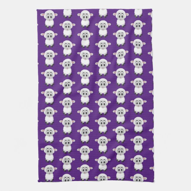 Serviette de cuisine mauve en mouton (Vertical)