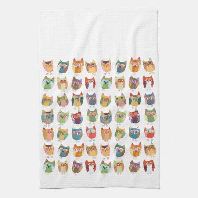 Serviette de cuisine mignonne de hibou, teatowel. (Vertical)