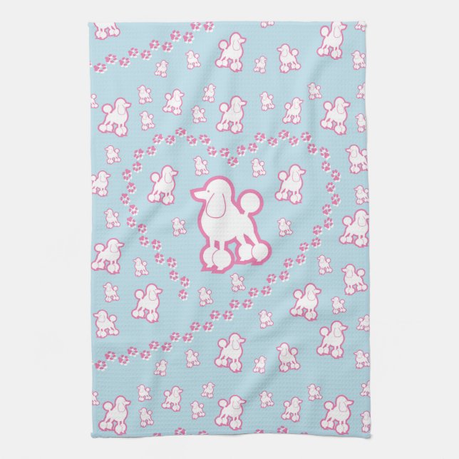 Serviette de cuisine mignonne de motif de caniche (Vertical)