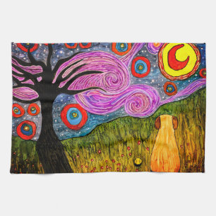 Serviette de cuisine mignonne et colorée de chien