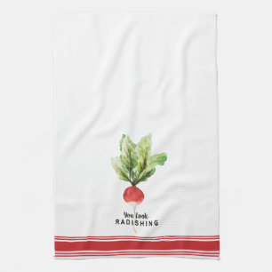Serviette de cuisine moderne à chandelles radis à 