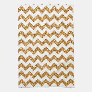 Serviette de cuisine moderne en or Glitt Chevron i