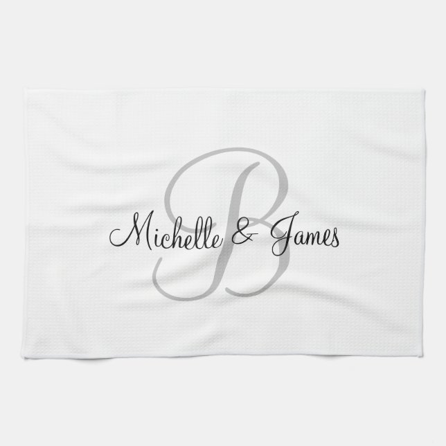Serviette de cuisine monogramme personnalisée pour (Horizontal)