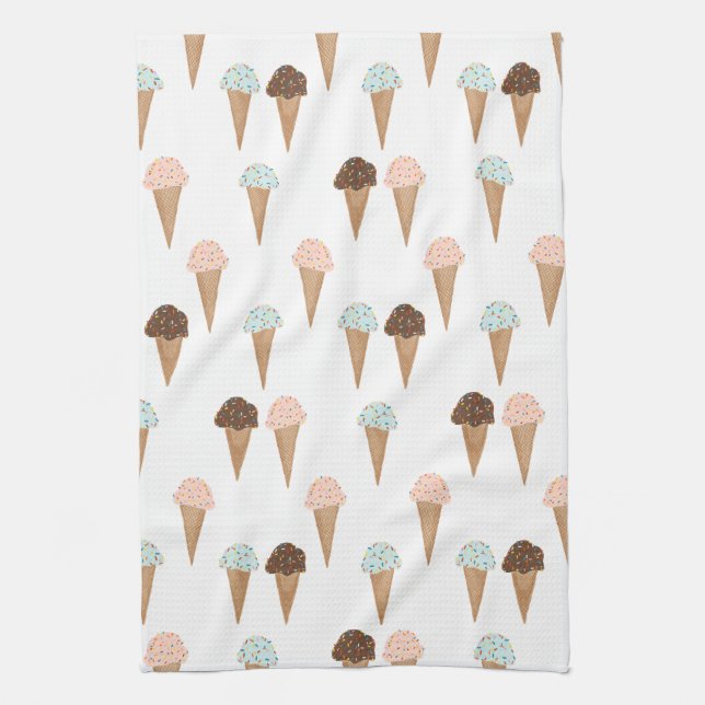 Serviette de cuisine motif à cône de crème glacée  (Vertical)