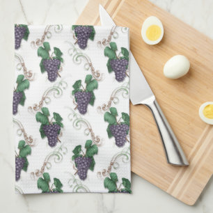 Serviette de cuisine motif à raisin de campagne