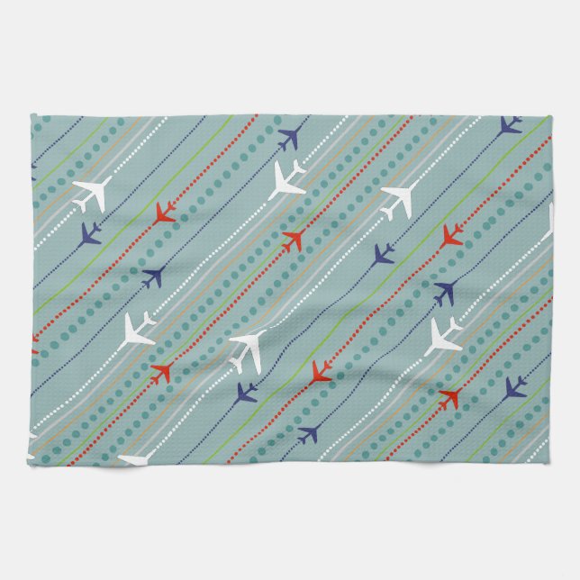 Serviette de cuisine Motif d'avion rétro (Horizontal)