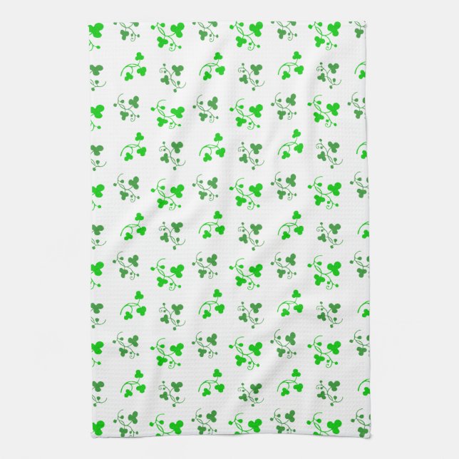 Serviette de cuisine Motif Shamrock verte (Vertical)