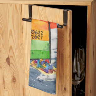 Serviette de cuisine nautique en catamaran voile