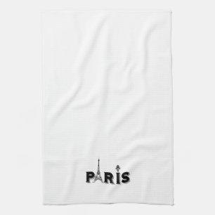 Serviette de cuisine - noir et blanc PARIS