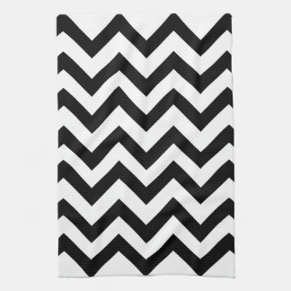 Serviette de cuisine noire et blanche de chevron
