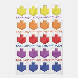 Serviette de cuisine "Nosh & Fry 3D Dreidels"