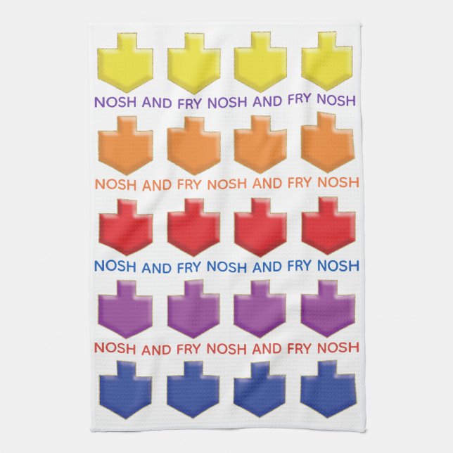 Serviette de cuisine "Nosh & Fry 3D Dreidels" (Vertical)