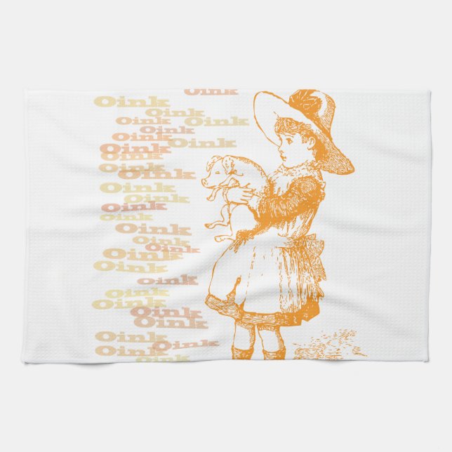 Serviette de cuisine nostalgique de porcelet (Horizontal)