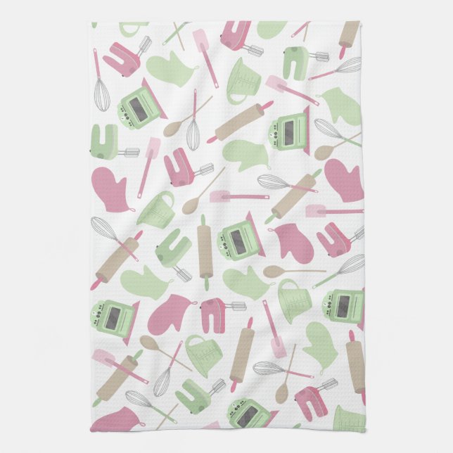 Serviette de cuisine orientée de cuisine rose et (Vertical)