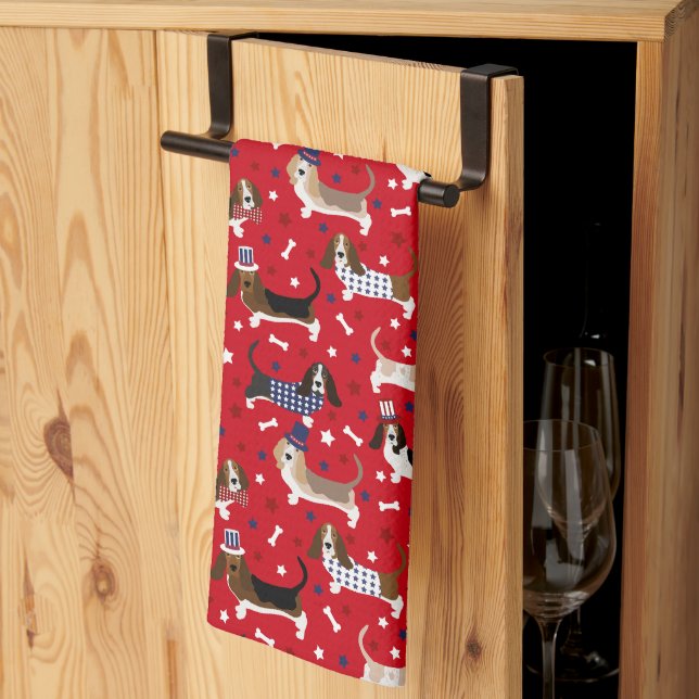Serviette de cuisine Patriotique Basset (Pliage en tiers)