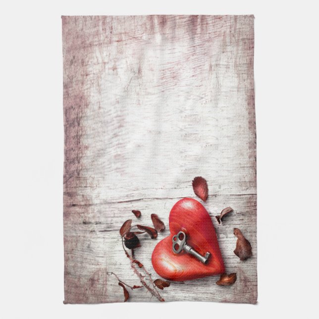 Serviette de cuisine Pays Bois Clé de mon coeur Ru (Vertical)