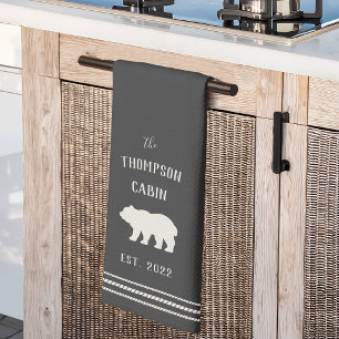 Serviette de cuisine personnalisée à l'ours rustiq