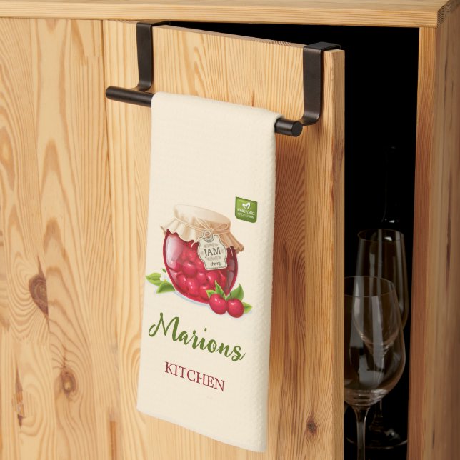 Serviette de cuisine personnalisée à thème cerise (Pliage en tiers)