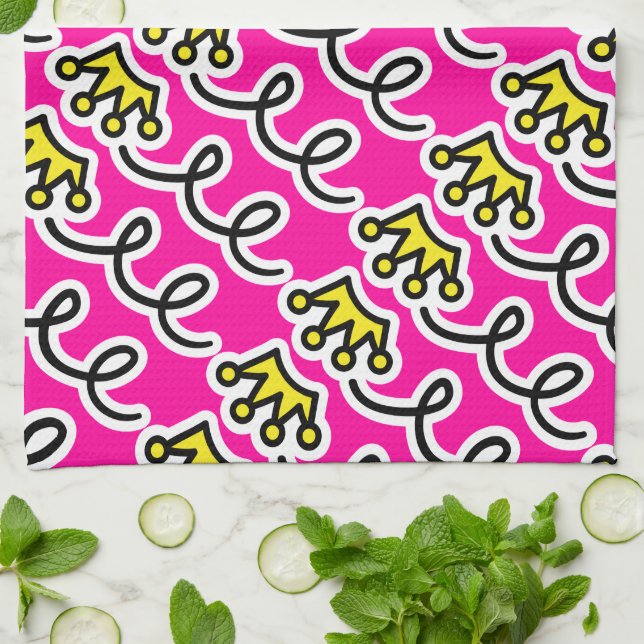 Serviette de cuisine personnalisée avec couronne p (Plié)