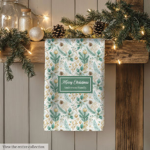 Serviette de cuisine personnalisée blanche Poinset