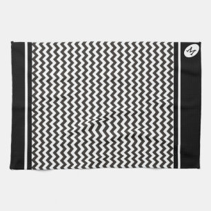 Serviette de cuisine personnalisée, Chevrons noir 