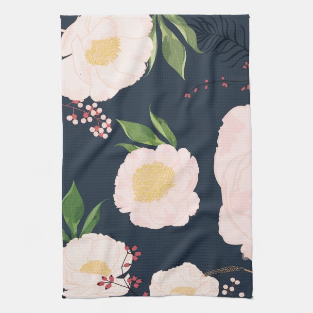 Serviette de cuisine personnalisée Fleurs florales (Vertical)