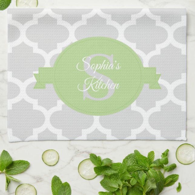 Serviette de cuisine personnalisée Green Quatrefoi (Plié)
