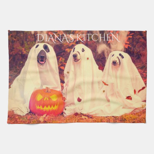 Serviette de cuisine personnalisée Halloween. (Horizontal)