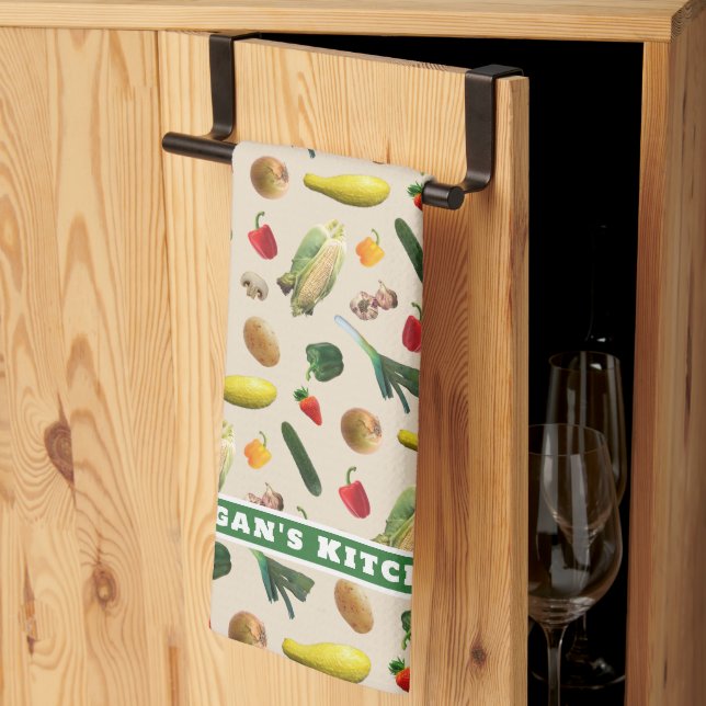 Serviette de cuisine personnalisée Motif végétal (Pliage en tiers)