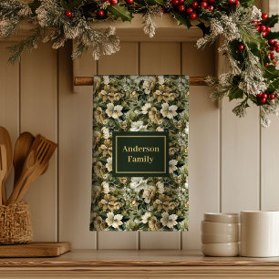 Serviette de cuisine personnalisée vert sauge Élég