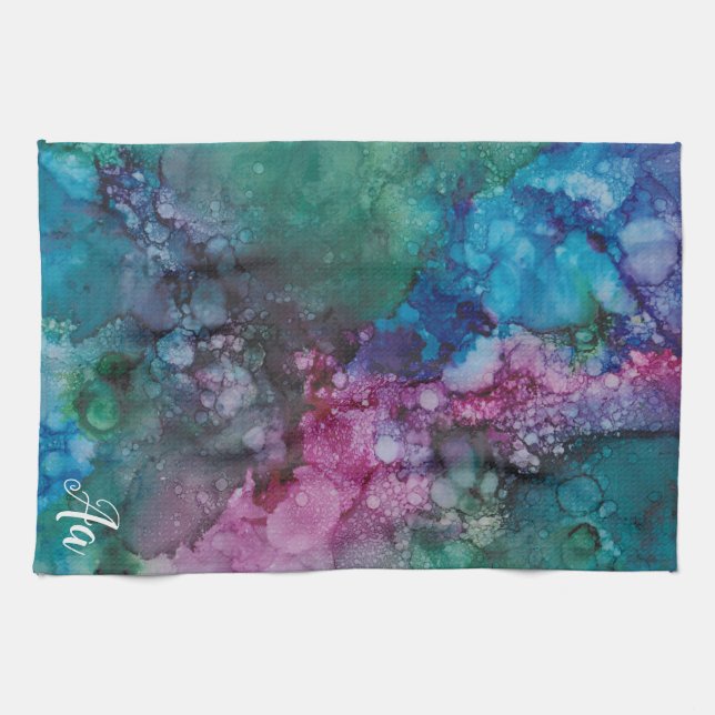 Serviette de cuisine "Pink-Blue Inkblot" (Horizontal)