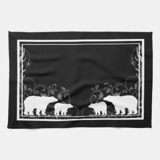 Serviette de cuisine pivotante en ours blanc noir