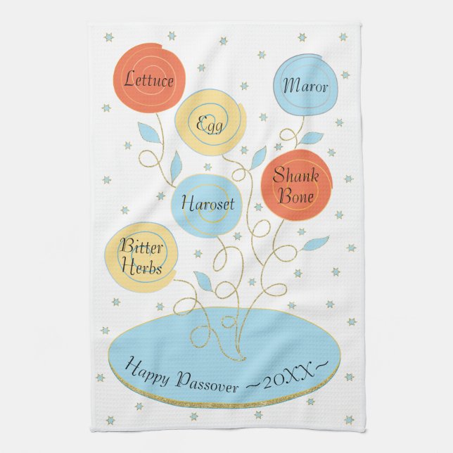 Serviette de cuisine "Plaque de séder de Pâques" (Vertical)
