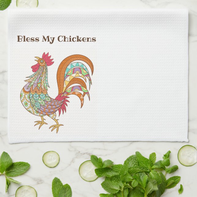 Serviette de cuisine - Poulet fantaisiste (Plié)
