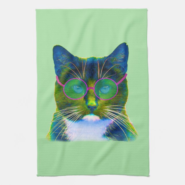 Serviette de cuisine pour chats cool (Vertical)