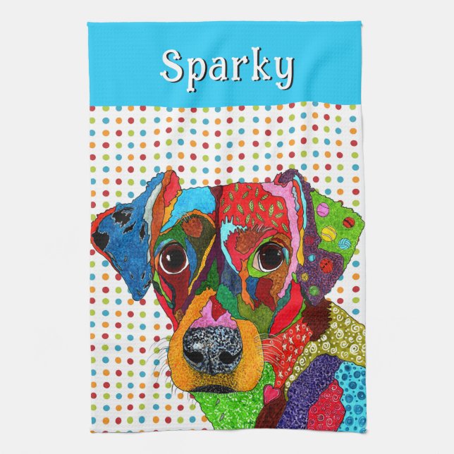 Serviette de cuisine pour chien de race mixte mign (Vertical)
