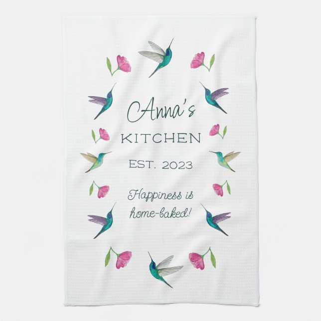 Serviette de cuisine pour colibri personnalisée (Vertical)