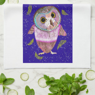 Serviette de cuisine pour hibou d'hiver