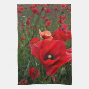 Serviette de cuisine pour le champ de pavot/servie
