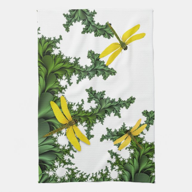 Serviette de cuisine pour libellules jaunes (Vertical)