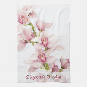 Serviette de cuisine pour orchidée rose personnali