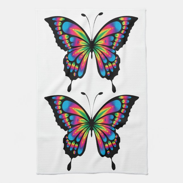 serviette de cuisine pour papillon arc-en-ciel (Vertical)