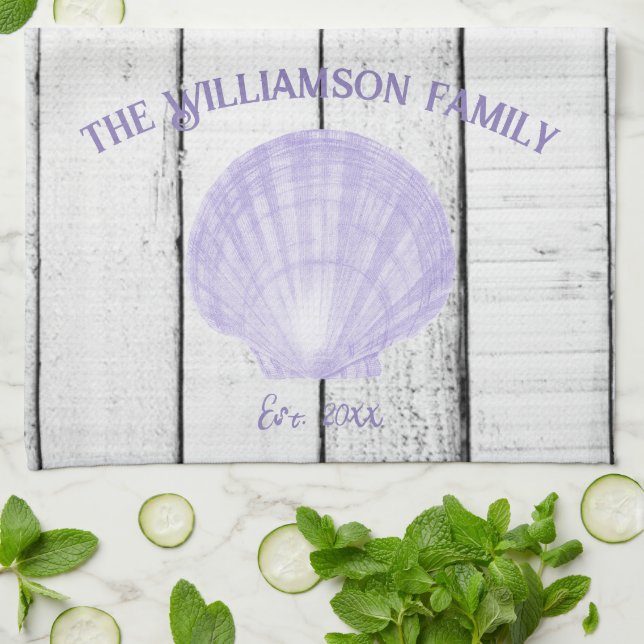 Serviette de cuisine pourpre Vintage en coquille d (Plié)