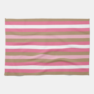 Serviette de cuisine rayée de rose et de brun
