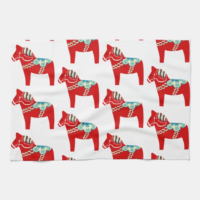 Serviette de cuisine Red Dala Horse (Horizontal)