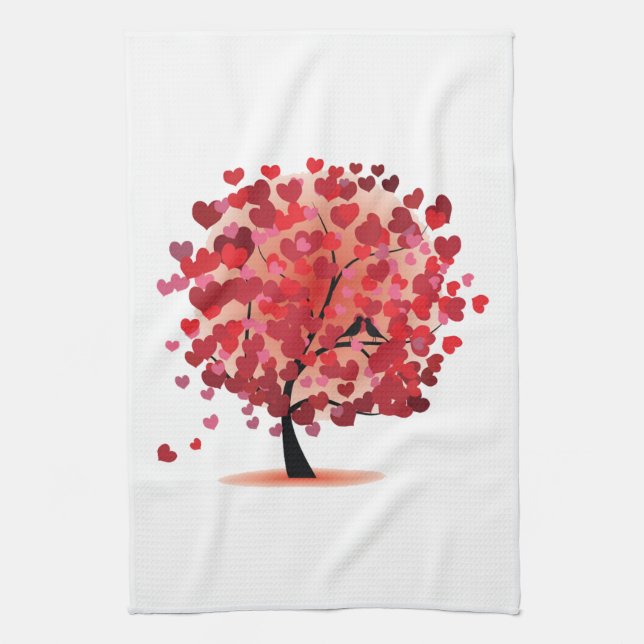 Serviette de cuisine Red Hearts Tree (Vertical)