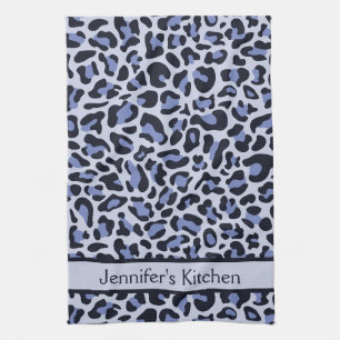 Serviette de cuisine rétro Empreinte de léopard bl