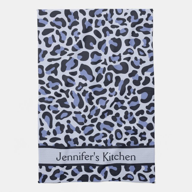 Serviette de cuisine rétro Empreinte de léopard bl (Vertical)
